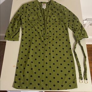 Yoana Baraschi Olive Green Polka Dot Long Sleeve Dress